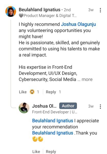 LinkedIn recommendation screenshot